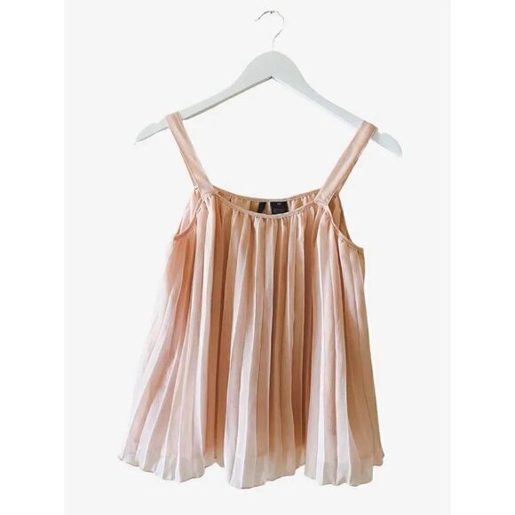 New Directions Light Pink Pleated Womens Tank Top - Picture 1 of 5